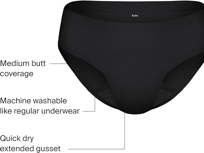 KNIX Super Leakproof No-Show Bikini Period Underwear – Heavy Flow, Reusable Absorbent Menstrual & Incontinence Panties