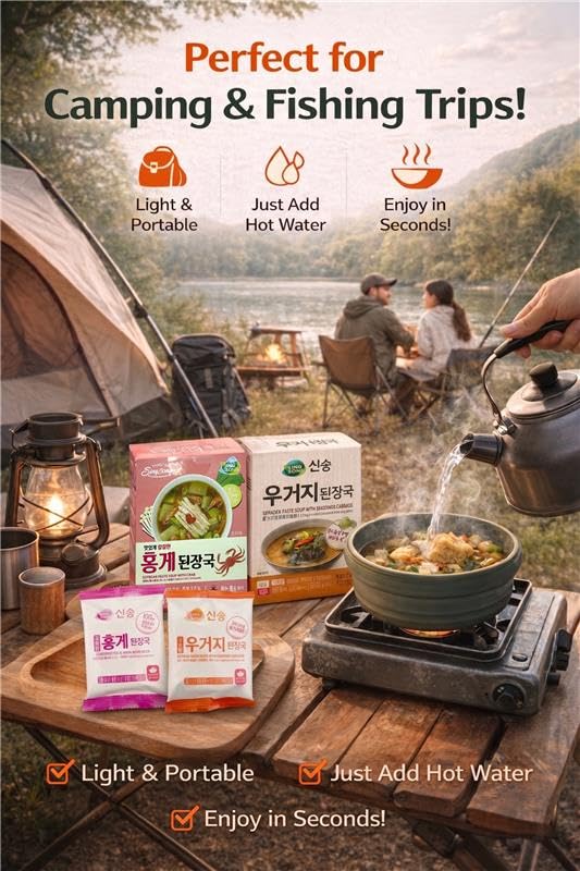 Korean Instant Cabbage & Red Crab Soybean Freeze-Dried Soup 10 packs (Cabbage Block 5 Pack + Red Crab Block 5 Pack) 3.53 oz (100g)