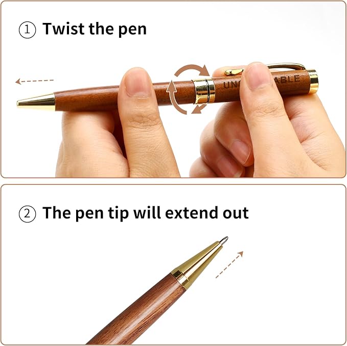 Renawe Fancy Wooden Pens Set with Box Congratulations Gifts for Women Men New Job Promotion Gift for Coworkers Boss Lady Office Business Pen Nice Positive Writing Pens Journaling Luxury Engraved Pens