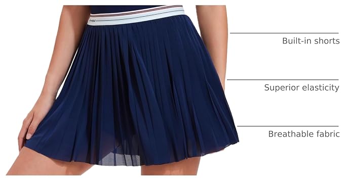 Mudere 2 Piece Golf Outfits for Women Tennis Skirt Set Built-in Shorts | Deep V-Neck Lapel, Silky Breathable High Stretch Fabric, Side Pockets, Activewear, Athletic Wear
