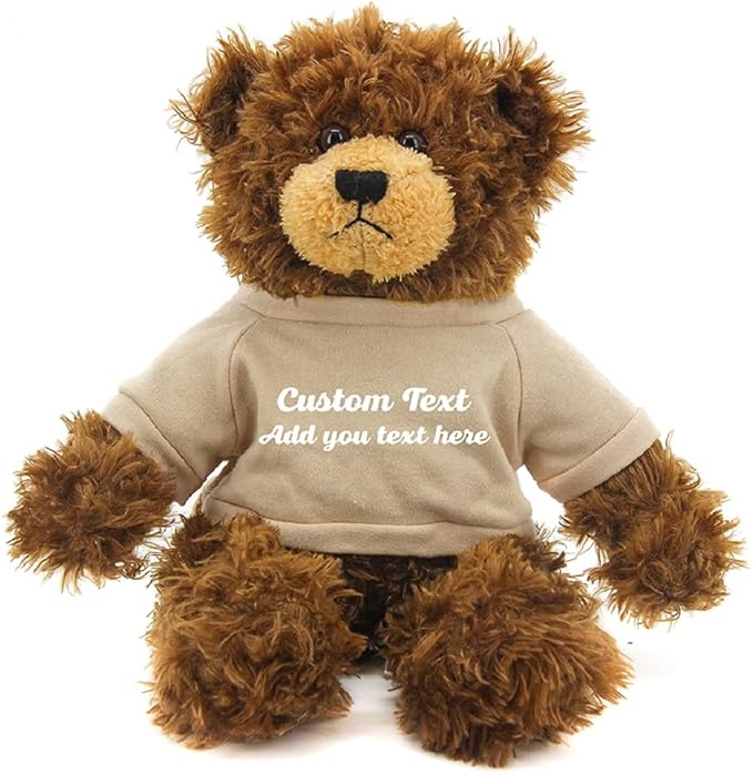 Customized Chocolate Brandon Bear - 12 inch Personalized Stuffed Bear Plush Toy - Perfect Custom Shirt Bear Gift for Graduation Valentines Graduation Easter Holidays (Skin Shirt)