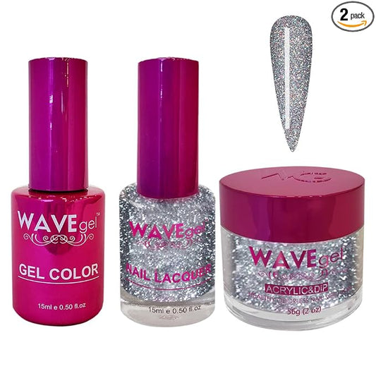 WAVEGEL Soak-Off Gel, Nail Lacquer & Acrylic/Dip Powder Matching Set - Princess Collection - #117 Wake Up Glitter