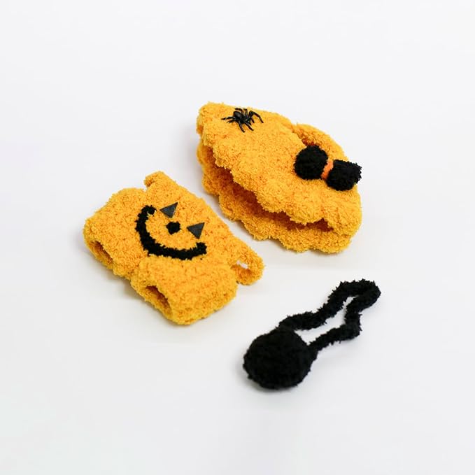 17cm Doll Clothes, Halloween Witch Hat and Pumpkin Costume Set Handcrafted Crochet Halloween Clothes for 6.7"(No Doll Included)