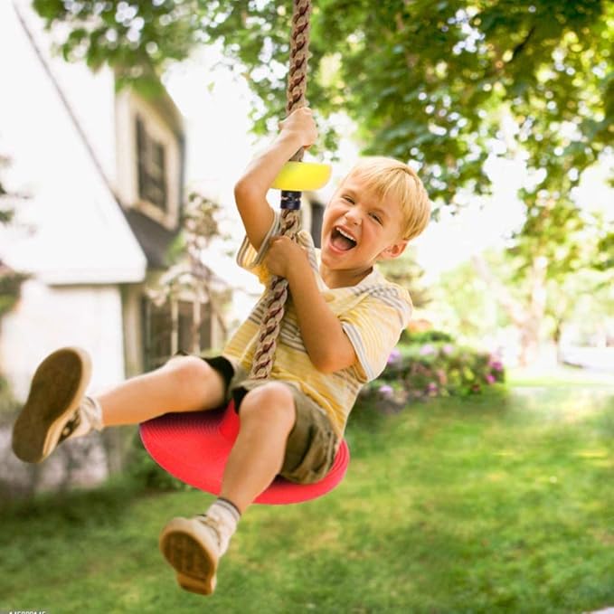 Climbing Rope Tree Swing with Platforms and Swing Seat Outdoor Playground Accessories for Kids Including Hanging Strap & Carabiner