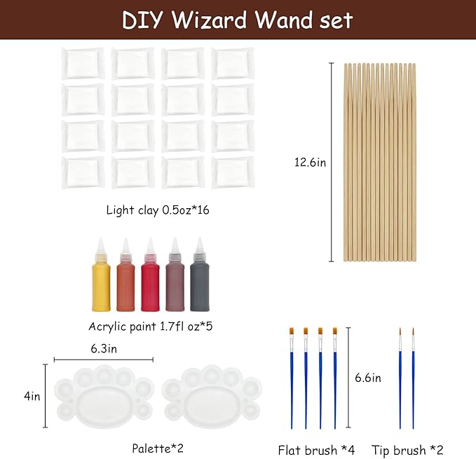 Magic Wizard Wand Making Kit DIY Craft Set for Kids Adult Birthday Party Gift Make Your Own 16 Wands (45-Piece)