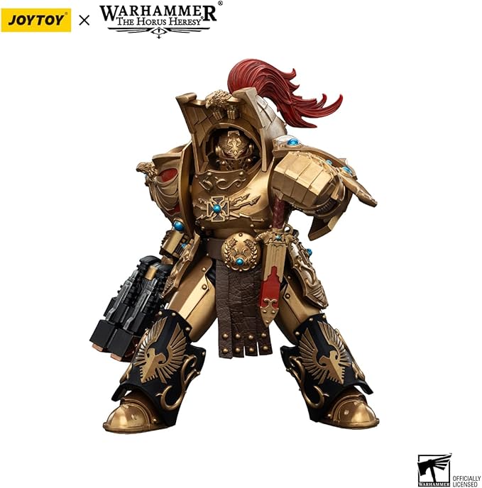 JOYTOY Warhammer The Horus Heresy Legio Custodes Aquilon Terminator Squad Aquilon with Twin-Linked Adrathic Destructor 1:18 Scale 5in Action Figure Mecha Joy Toy Collection Model