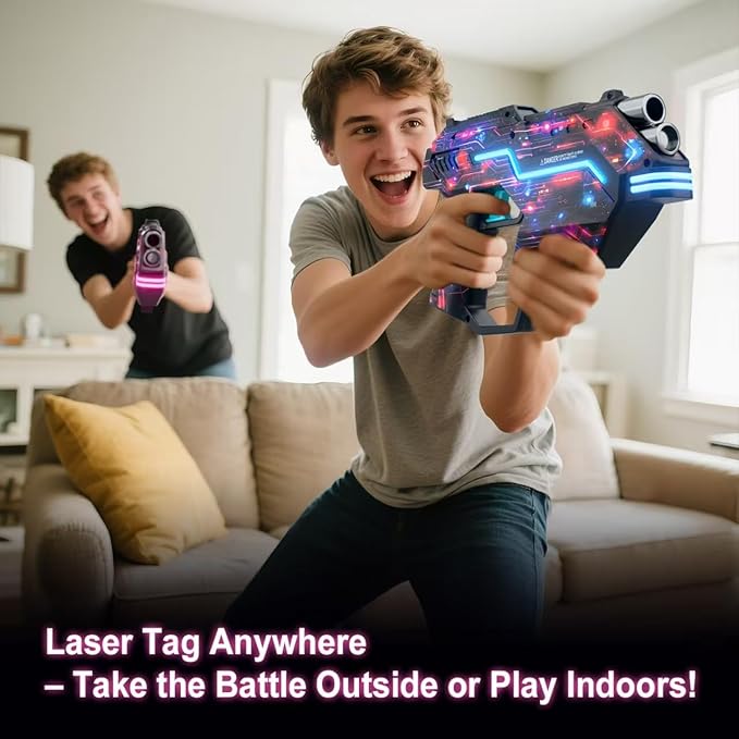 Laser Tag Guns Set of 2: LED Vest Setting | Dynamic Barrel | Fun Ideas Age 8+ Year Old Toys | Lazer Game Teen Boys & Girls Outdoor Activity | Gift for Kids, Teens & Adults