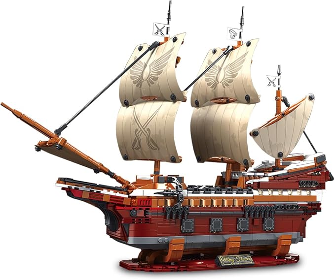 T2147 Mayflower Ship Model Building Blocks Kit, 2284 Pieces MOC Large Sailing Boat Modular Buildings Collection with Lighting, Assembly Toy Gift for Adults