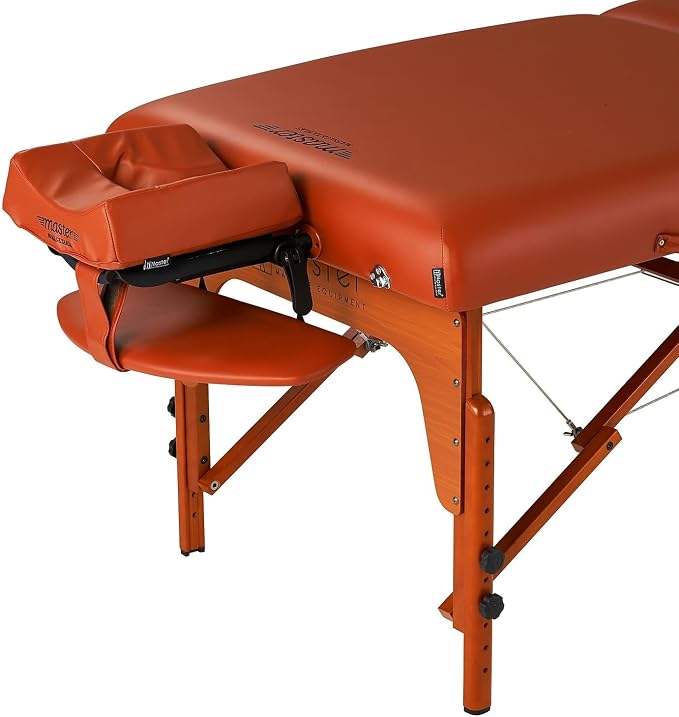 Master Massage 31" Santana Pro Portable Massage Table Package, Memory Foam Cushioning, Reiki Leg Panels, Mountain Red- Tattoo Table- Spa Bed- Folding Massage Table- Facial Bed