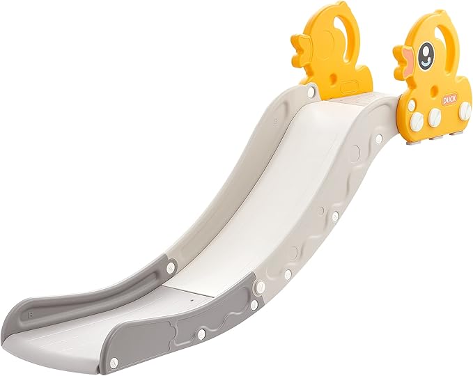 Indoor Kids Baby Couch Slide for Toddler 1-3, Sofa Slide Add-on Attachment for Bed Nugget Playgrounds, with Secure Base Guardrail, Gentle Slope Extended Buffer Zone, Fun Duck Design, Yellow