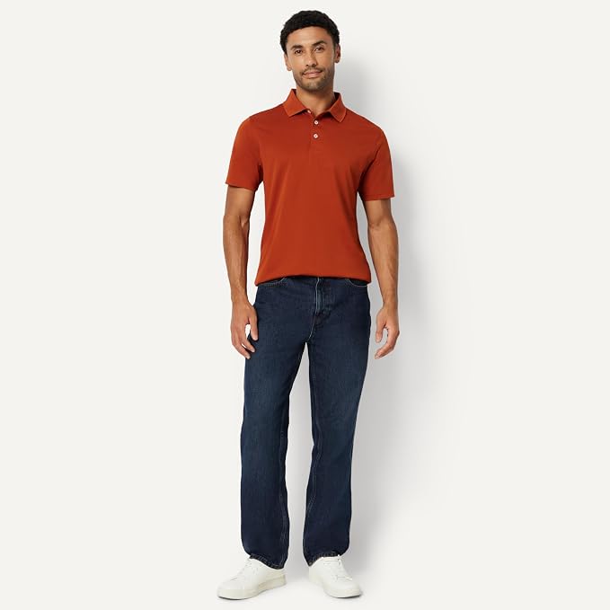 Amazon Essentials Men's Moisture Wicking Golf Polo Shirt, Short Sleeve, Slim-Fit, Quick-Dry, Active Wear