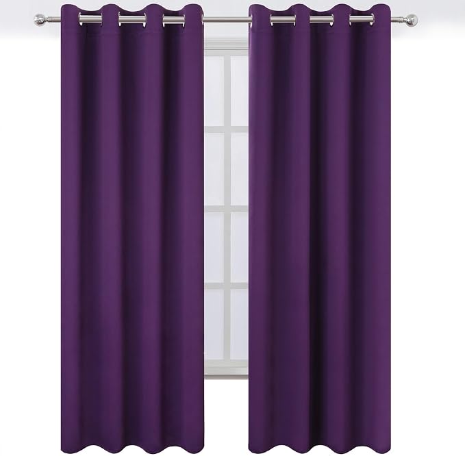 LEMOMO Blackout Curtains 52 x 120 Inch Long Purple Curtains Set of 2 Panels Room Darkening Curtains for Bedroom and Living Room
