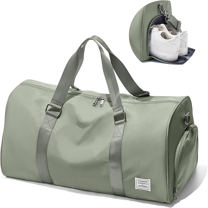 Travel Duffle Bag,Weekender Overnight Bags for Women with Shoes Compartment,Tote Gym Bag Personal Item Carry On Bag for Travel Business Trips Sport Hospital Dance Grey Green