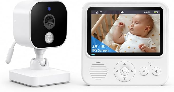 Baby Monitor with Camera and Audio, No WiFi Baby Monitor with 2.8" IPS Screen, 120-Hour Battery, 1000ft Long Range, 2-Way Talk, Cry and Feeding Reminder, Night Vision