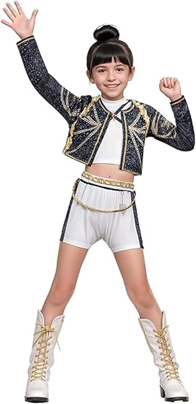 Pop Idol Cosplay Costume K-Pop Rumi Mira Zoey Popular Singers Stage Costumes for Ages 2-12 De-Mon Costumes