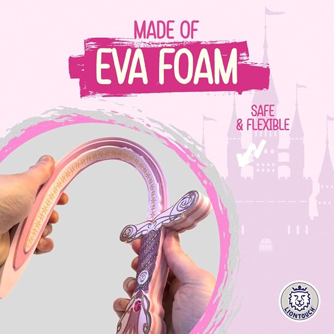 Liontouch - Queen Rosa Foam Sword for Girls - 3-6 Years | Pink Toy Sword for Pretend Play for Toddlers in Glittering Medieval Style | Safe & Durable Accessory for Royal Dress Up & Costumes