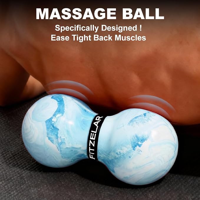 FITZELAR Massage Lacrosse Balls for Myofascial Release, Quality Certification, Massage Deep Tissue for Back and Shoulder, Trigger Point Therapy, Muscle Knots, Relieving Muscle Pain (2Blue)