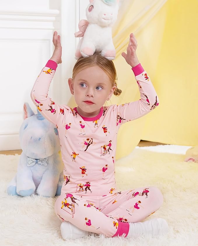 Bamboo Viscose Toddler Girls Kids Pajamas Unicorn Mermaid Pjs Long Sleeve Snug fit 12M-8Y 2pcs Soft Jammies