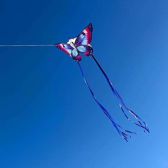 Butterfly Kites for Kids and Adults, Easy to Fly Large Single Line Kite for Boys and Girls - 55" x 28" Beach Kite for Beginners, 300ft String Handle Included