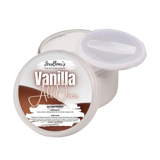 Vanilla All Over Dusting Powder for Women, 4oz Jar | Talc Free Body Formula, Soft Scented Skin Care, Gentle Powder for Daily Freshness, Includes Puff Application