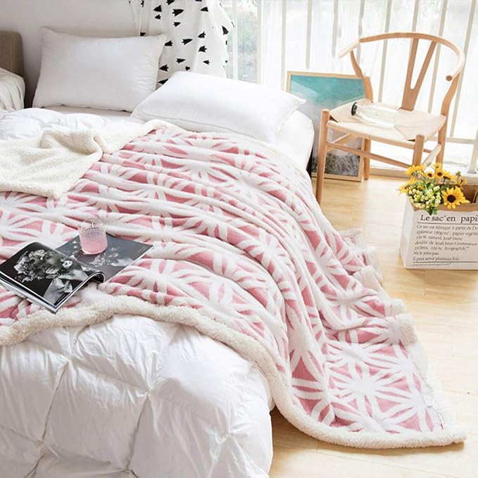 LOMAO Sherpa Fleece Blanket Gifts for Mom Dad Cozy Soft Throw Blanket for Women Men Birthday Gifts Dual Sided Couch Sofa Bed Blanket (Pink, 90''x110'')