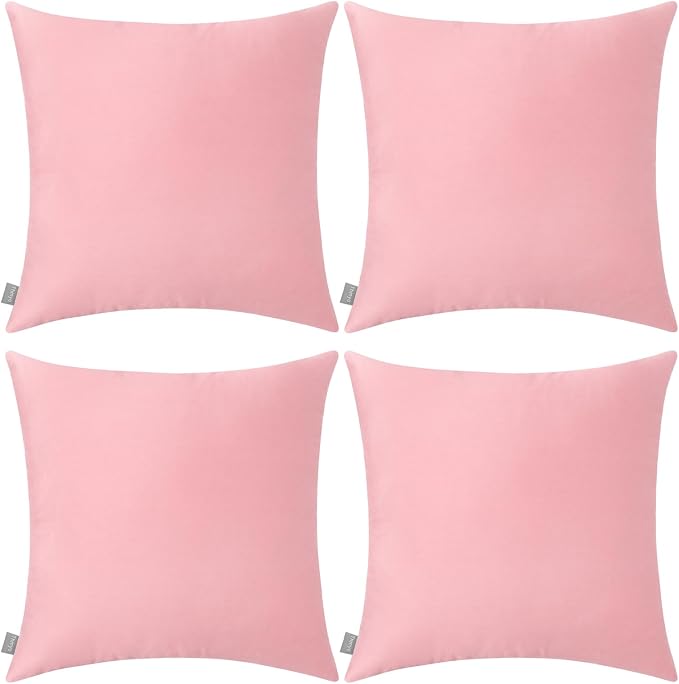 4-Pack 100% Cotton Comfortable Solid Decorative Throw Pillow Case,Thmyo Square Cushion Cover Pillowcase Sublimation Blank Pillow Covers DIY Throw Pillowcase for Couch Sofa(16x16 inch/ 40x40cm,Pink 2)