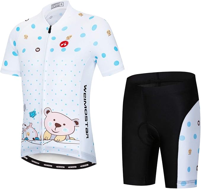 Hotlion Kids Cycling Jersey Set Short Sleeve Boys Mountain Bike Shirt Girls Cartoon Bicycle Tops Childs for Riding Biking