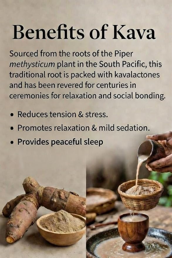 Peace Bloom Calming Powder Mix with Kava, Bacopa & GABA- Relaxation Drink, Stress Relief, Alcohol-Free
