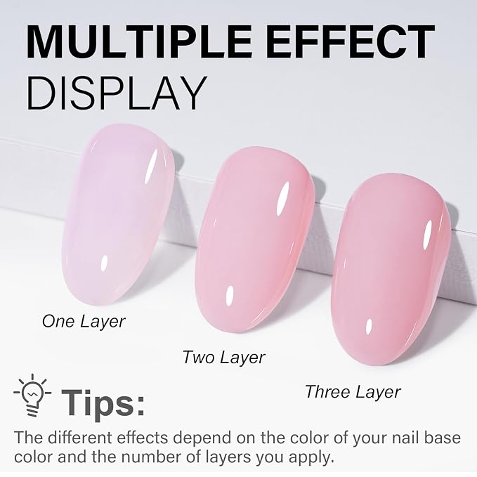 AILLSA Nail Dip Powder Sheer Pink Nail Dipping Powder | Translucent Jelly Nude Pink Dip Powder Colors for Nail Art French Manicure at Home Easy to Use Neutral Dip Powder (1 Oz)