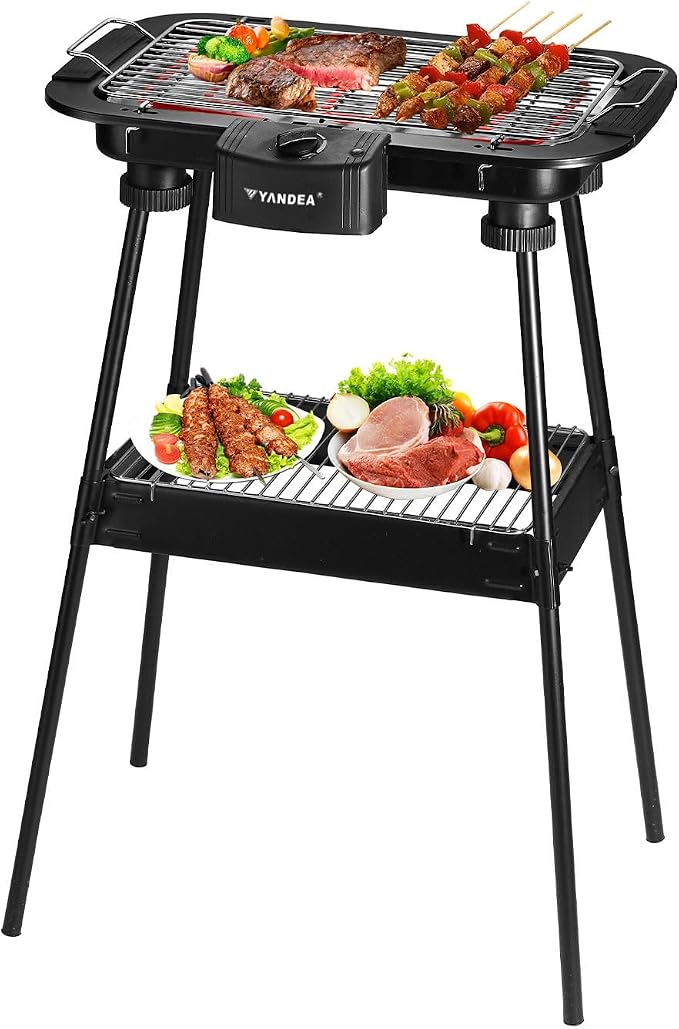 Electric Grill Outdoor Indoor Cooking,Smokeless BBQ,Portable Removeable Stand（301-1）