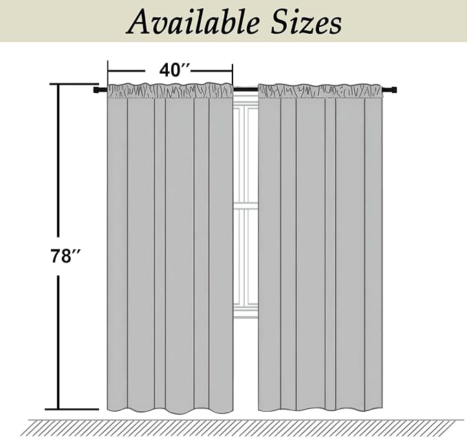 Simplebrand Ava Stone Blackout Curtains for Bedroom, 78 Inch Length, 2 Panels Set, Privacy Thermal Insulated Rod Pocket Window Curtains for Patio, French Door, W40 x L78 Inch