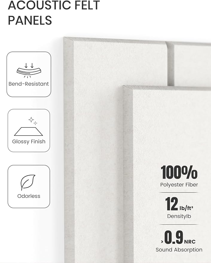 Fluxynara 36" x 24" Large Felt Bulletin Board, Milky White | 6 Pack Cork Board Alternative with 30 Safe Adhesive Tabs, Pin Boards for Wall Decor, Home, Office, Classroom,Dorm