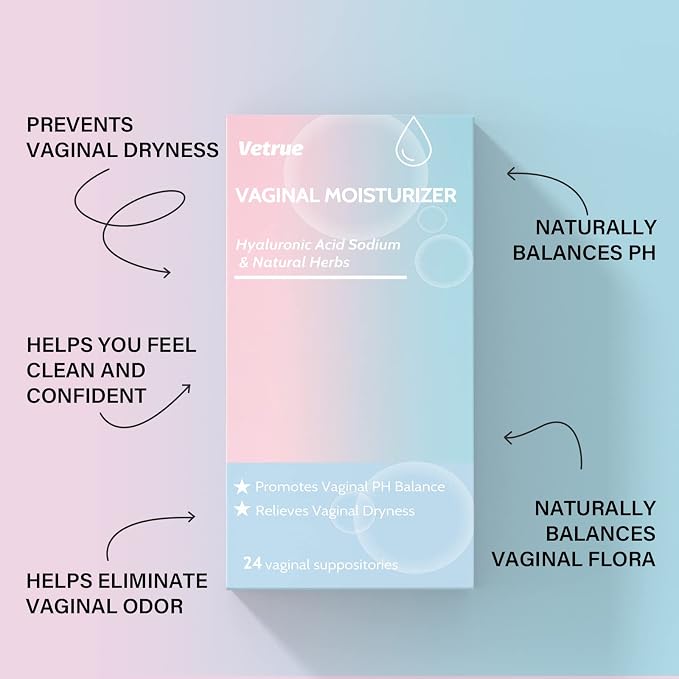 Intimate Moisturizer, Vaginal Suppository for Dryness & Discomfort, Feminine Long Lasting Hydration Support with Hyaluronic Acid and Natural Herbs - PH Balance, Estrogen and Drug Free (24 Inserts)