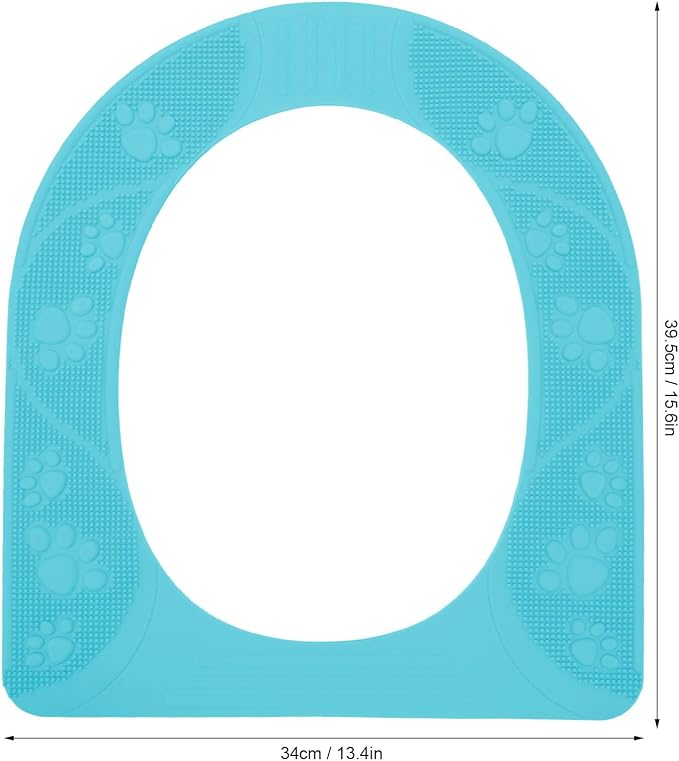 Universal Toilet Seat Cover Washable Silicone Non Slip Toilet Seat Pad Durable Soft Comfortable for Elderly Children Bathroom Home 39.5x34cm (Sky Blue)