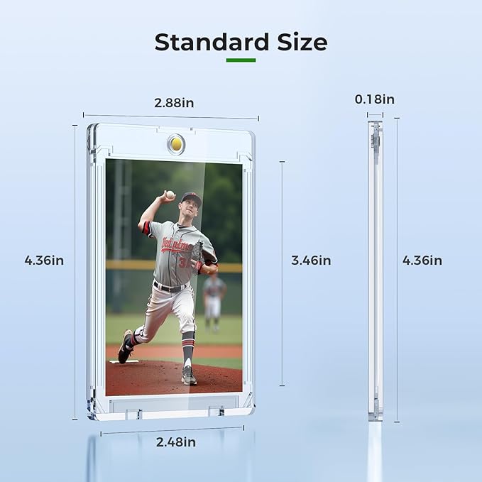 Skyhill 200ct Magnetic Card Holders, 35pt Acrylic One Touch Card Holder with Extra 200 Penny Card Sleeves, 0.18" Ultra Slim Hard Plastic Card Protectors for Trading Cards, Sports, Game Cards