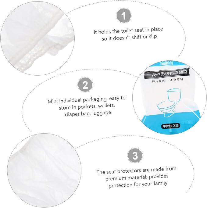 30pcs Disposable Toilet Seat Cover Non-Woven Potty Seat Protectors Travel-Friendly Cushions for Adults for Hospital Hotel Camping and Outings