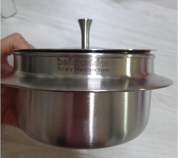 Korean Earthen Pot(TTukbaegi), Stainless Steel Stock Pot with Lid Enable Induction, Cooking Pot HEALTHY COOKWARE Stockpots