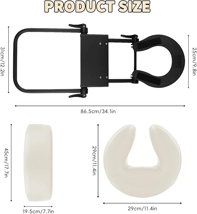 TOROKOM Adjustable Headrest Face Pillow Cradle, Massage Home Mattress Top Massage Kit Face Pillow Cradle & Face Cushion Support Bracket（White）