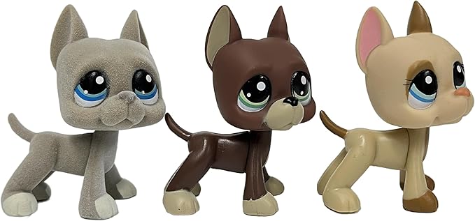 3pcs/Set Custom Flocked Pet Shop Toys Short Hair Cat Kitten Collie Great Dane Cocker Spaniel Dachshund Puppy Dog OOAK Compatible with LPS (#184 and 1519 and 1647)