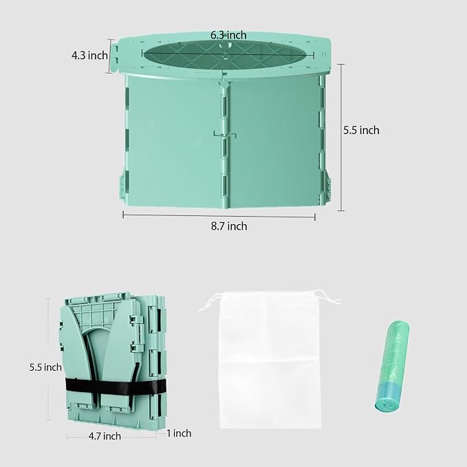 Portable Potty Seat for Toddler Foldable Travel Potty Training Toilet Seat with Cleaning Bags Reusable for Outdoor Camping, Travel, Kids Toddler Travel Potty Seat (Green)