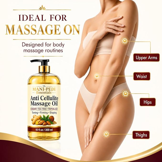 TMPE Anti Cellulite Body Oil - Visibly Tones, Firms & Shapes with Ginger, Tea Tree & Natural Herbs | Non-Greasy, Skin Tightening Formula | 10 Fl Oz
