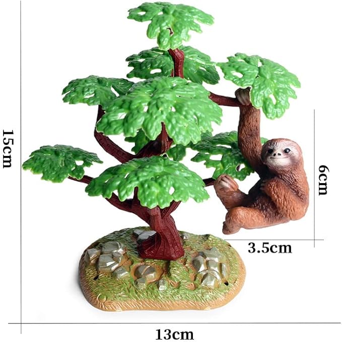 Sloth Figure Sloth Figurine Sloth Model Sloth on Tree Figurine Realistic Animal Figurines Desktop Decor, Set of 2