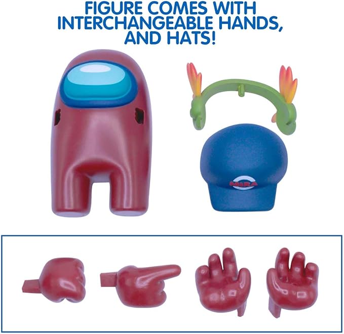Among Us Collectible Figure – Maroon Crewmate with Baseball Hat, 7″ Action Figure – Just Toys Series 4