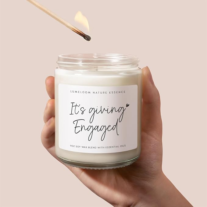 LUMELOOM Engagement Gifts for Couples, Bride Gifts, 9oz Lavender Scented Soy Wax Candle, Best Engaged Candle for Women, Bride to be, Fiance, Bachelorette, Engagement Party Decorations