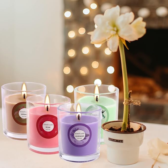 Pliadvbu Set of 40 Scented Candle with 10 Fragrances, Soy Wax Aromatherapy Strong Scented Candle in Glass Jar for Women Home Decor