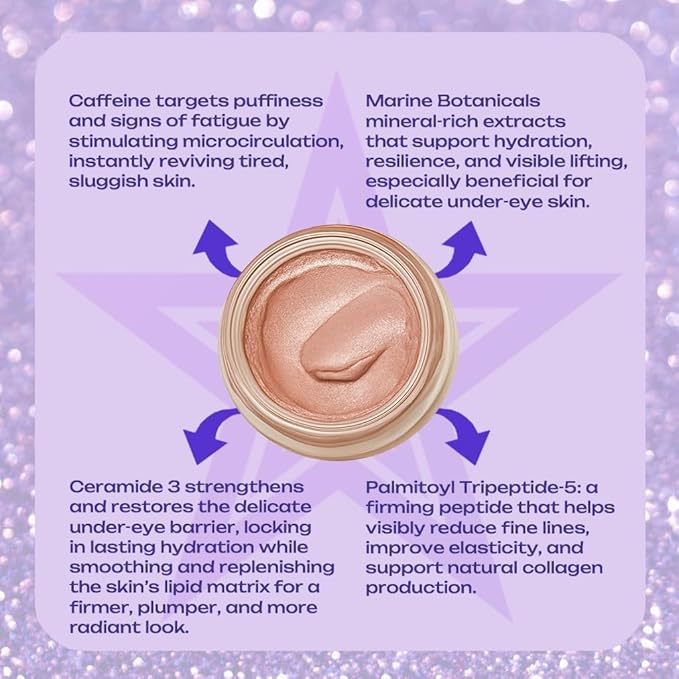 PowerGlow Under-Eye Brightening Balm, Firming & Hydrating Eye Balm with Niacinamide, Vitamin C, Caffeine & Peptides, Lightweight Glow Booster for Radiant Eyes, Hydration Boost, 0.35 oz