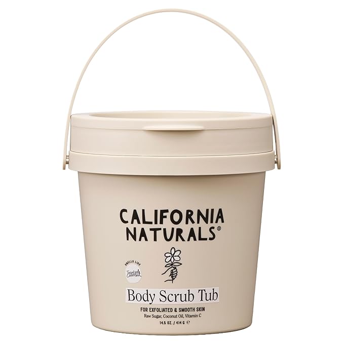 California Naturals Exfoliating Body Scrub with Coconut Oil, Sugar and Vitamin C Naturally Scented with Toasted Coconut, 14.5 oz