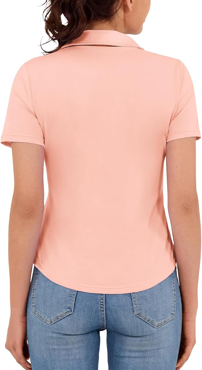 JACK SMITH Women's Golf Polo Shirt V Neck Short Sleeve Tennis Shirt Sun Protection Moisture Wicking Athletic Tops