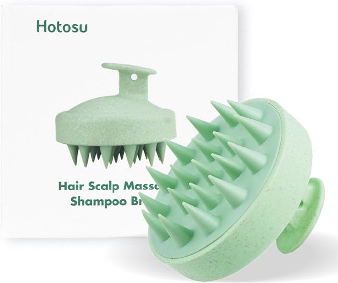 Scalp Massager Brush for Hair Growth – Silicone Scalp Scrubber & Scalp Exfoliator – Manual Scalp Massager Brush for Wet or Dry Use – Hair Massager Scalp Shampoo Brush Tool (Green)