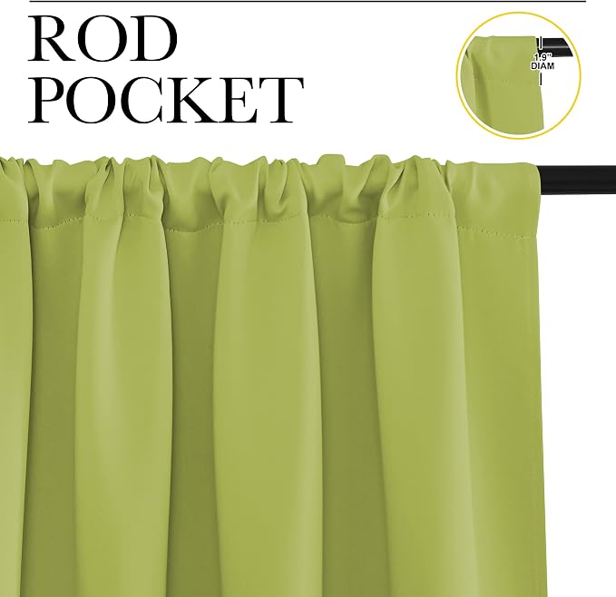 NICETOWN Blackout Curtains for RV Windows, Fresh Green, 29" by 20", 2 Panels, Room Darkening Window Curtain Panels, Easy-Care Solid Thermal Insulated Draperies/Drapes for Daughter Room